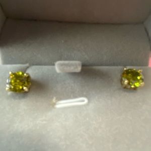 Peridot Earrings In Gold Filled Basket Mounting